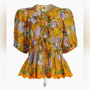FARM Rio Orange Floral Blouse
